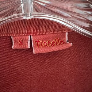 Vintage Tencel Rayon Button Down-skjorta Röd Blommig Storlek Small bild 3