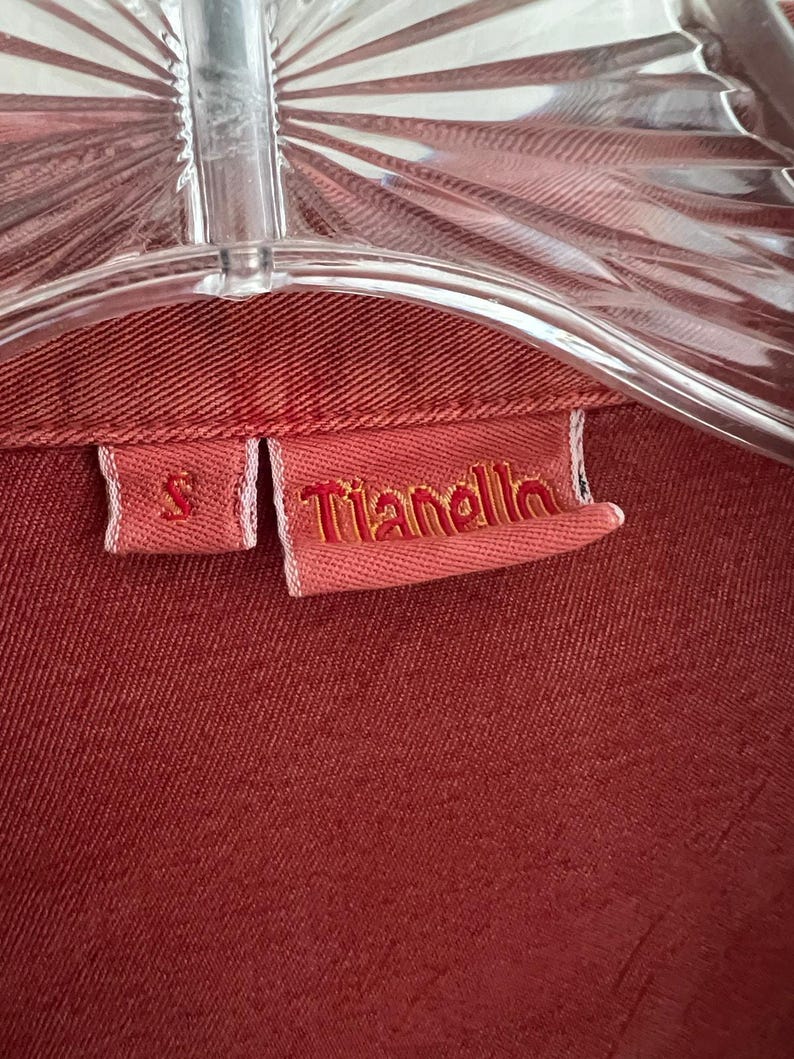 Vintage Tencel Rayon Button Down-skjorta Röd Blommig Storlek Small bild 3