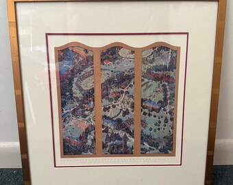 Mapa estilizado del Lafayette College de Easton, firmado y enmarcado por Pauline Crawford, 20,5 x 20 pulgadas.