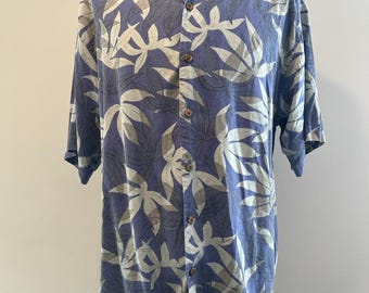 Tommy Bahama Silk Short Sleeve Button Down Summer Casual Dress Shirt Large