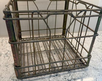 Vintage Metal Milk Crate. - Etsy