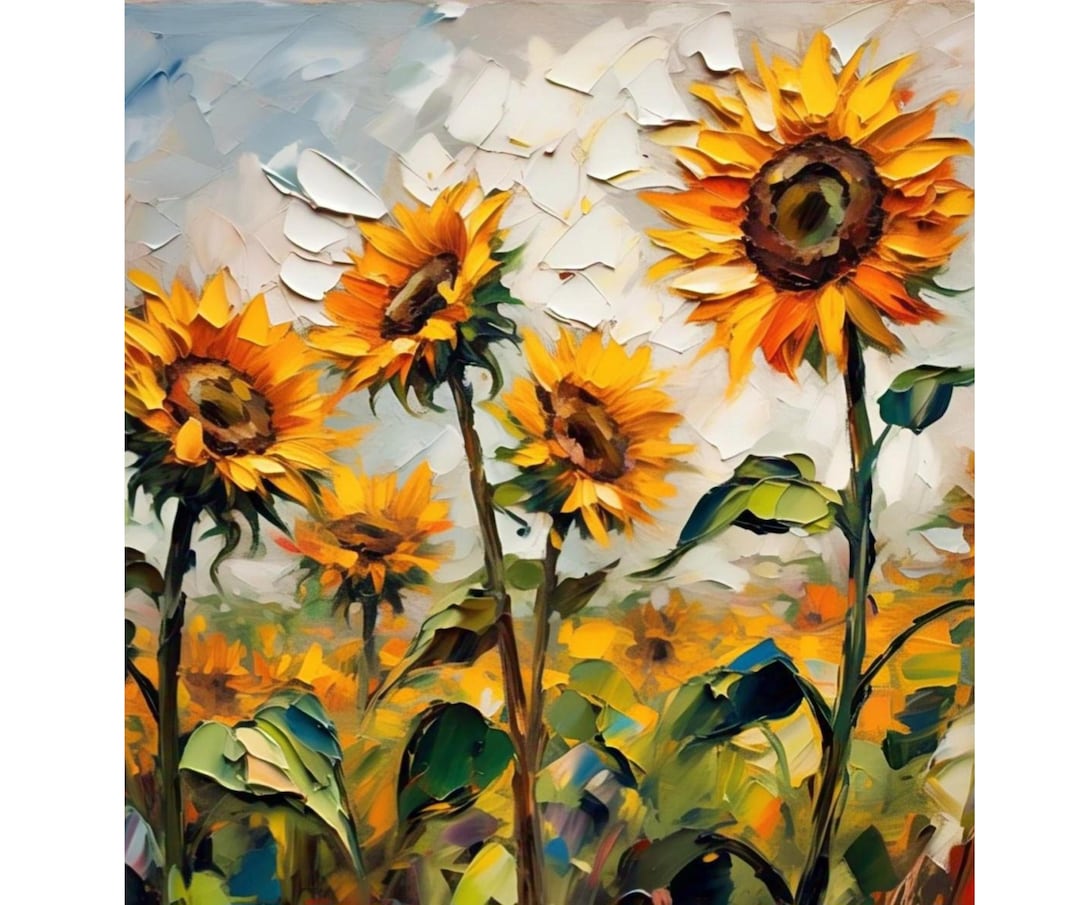 Original Sunflower Oil Painting: Textured Floral Impasto Art - Etsy
