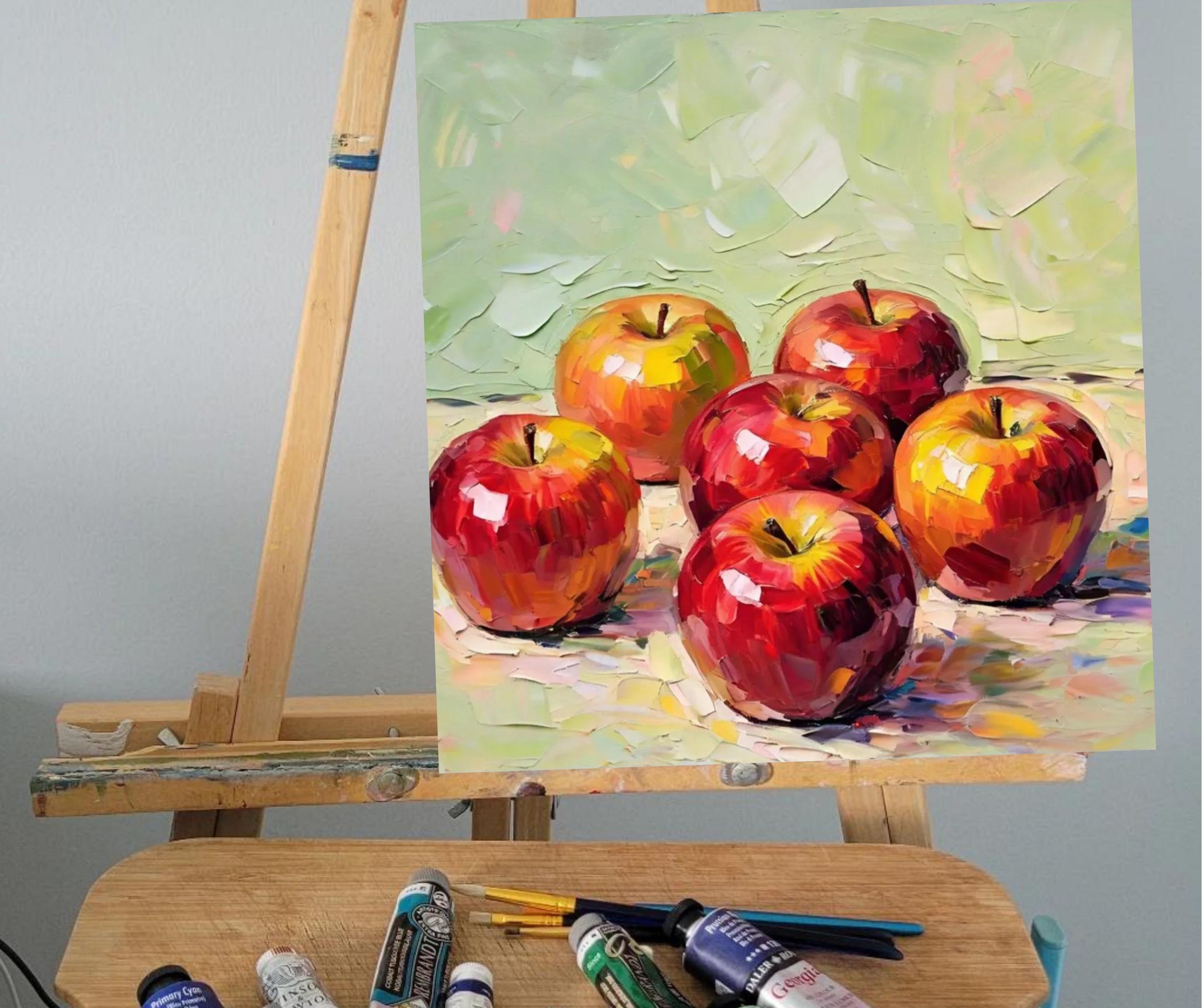 Apple Original Still Life Painting: Original Impasto Kitchen Wall Art ...
