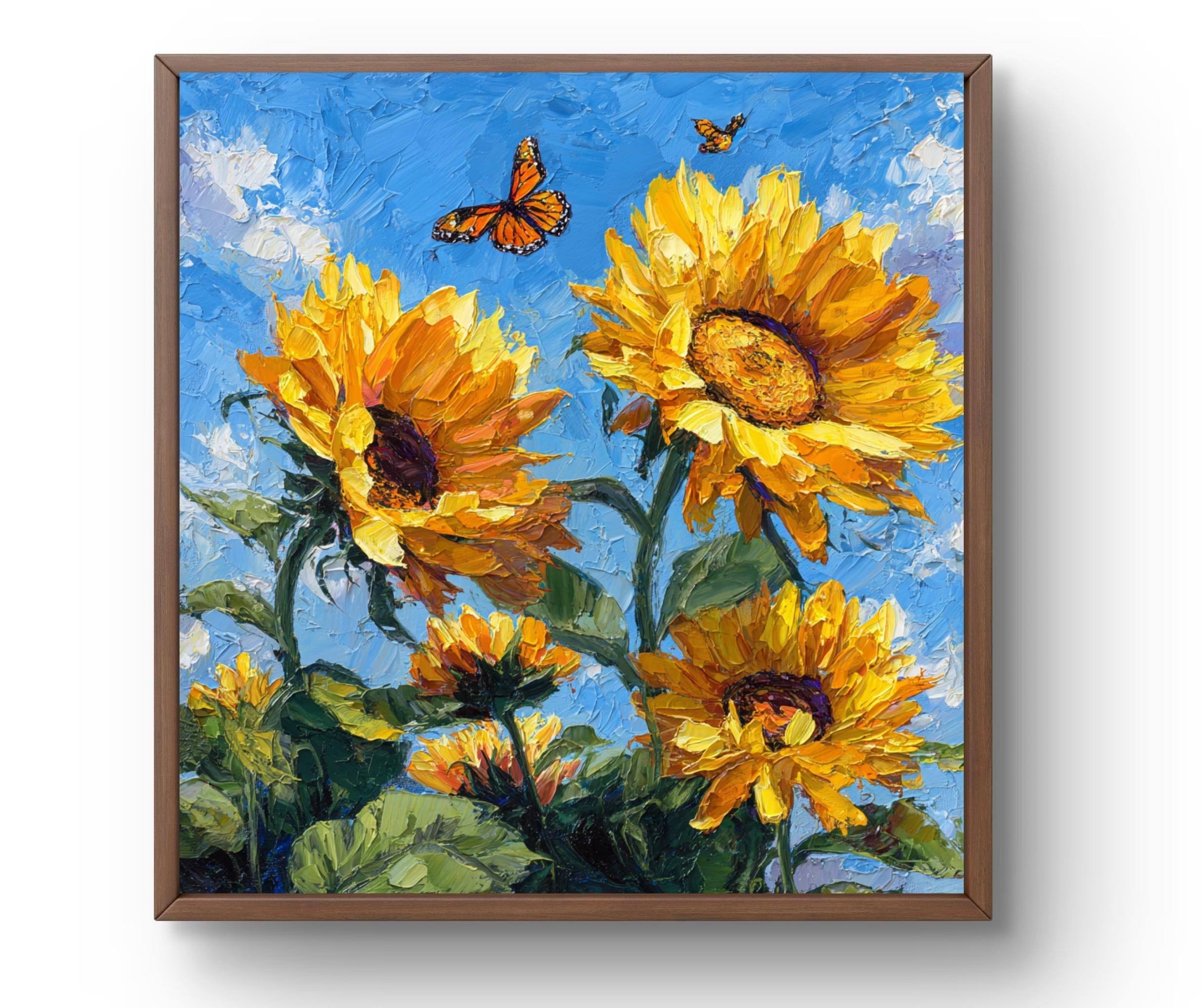 Original Sunflower Small Oil Painting: Textured Floral Impasto Art - Etsy