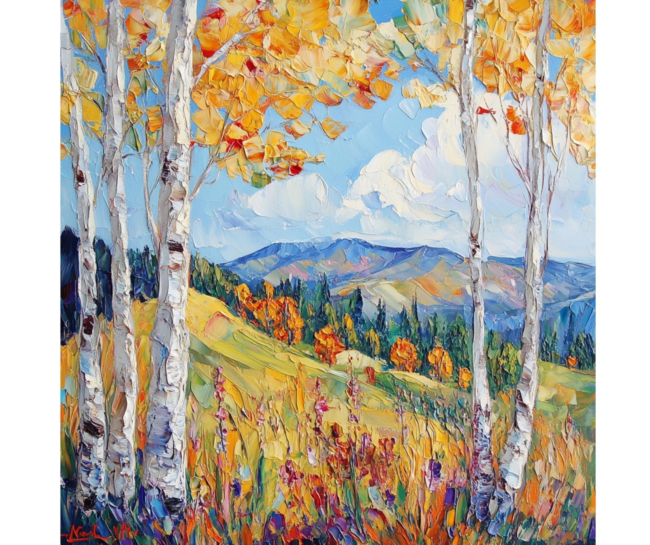 Birch Trees Original Small Oil Painting on Canvas Forest Landscape Wall Art Nature-Inspired Home Decor by Renata Minko