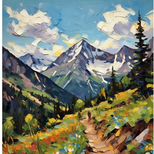 Colorado Mountain Oil Painting: Wildflower Meadow Landscape Art