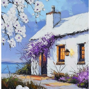 Ireland Painting Irish Cottage Original Art Landscape Impasto Oil Painting Farm Small Impressionist Artwork by Renata Minko