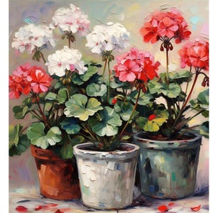 Geranium Flower Vibrant Original Impasto Wall Art Floral Small Oil Painting Artwork Hand-Painted Garden Art Renata Minko