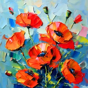 Poppies Original Wall Art Floral Impasto Oil Painting Small Artwork Embrace Vibrance of Nature Impressionist Art Renata Minko