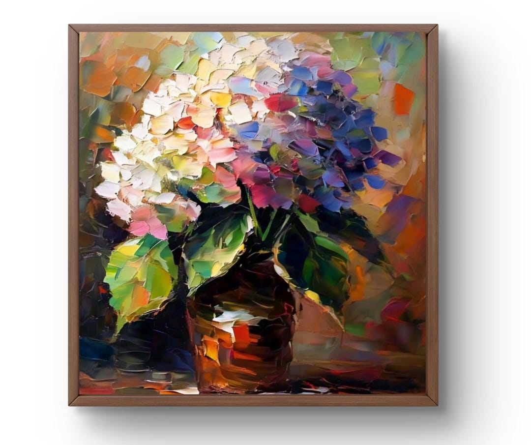 Hydrangea Original Oil Painting: Impasto Floral Still Life Art - Etsy