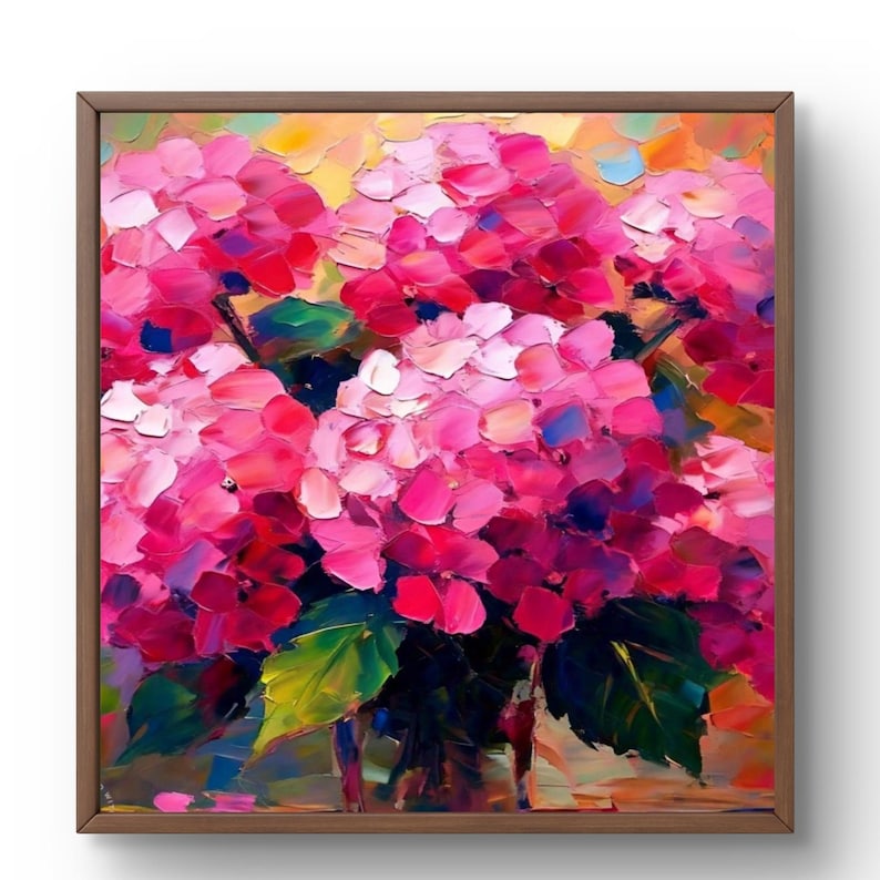 Hydrangea Impasto Oil Painting: Floral Canvas Wall Art - Etsy