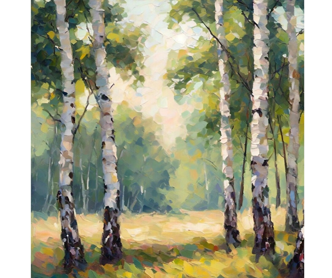 Birch Tree Oil Painting, Aspen Landscape Art, Impasto on Canvas - Etsy