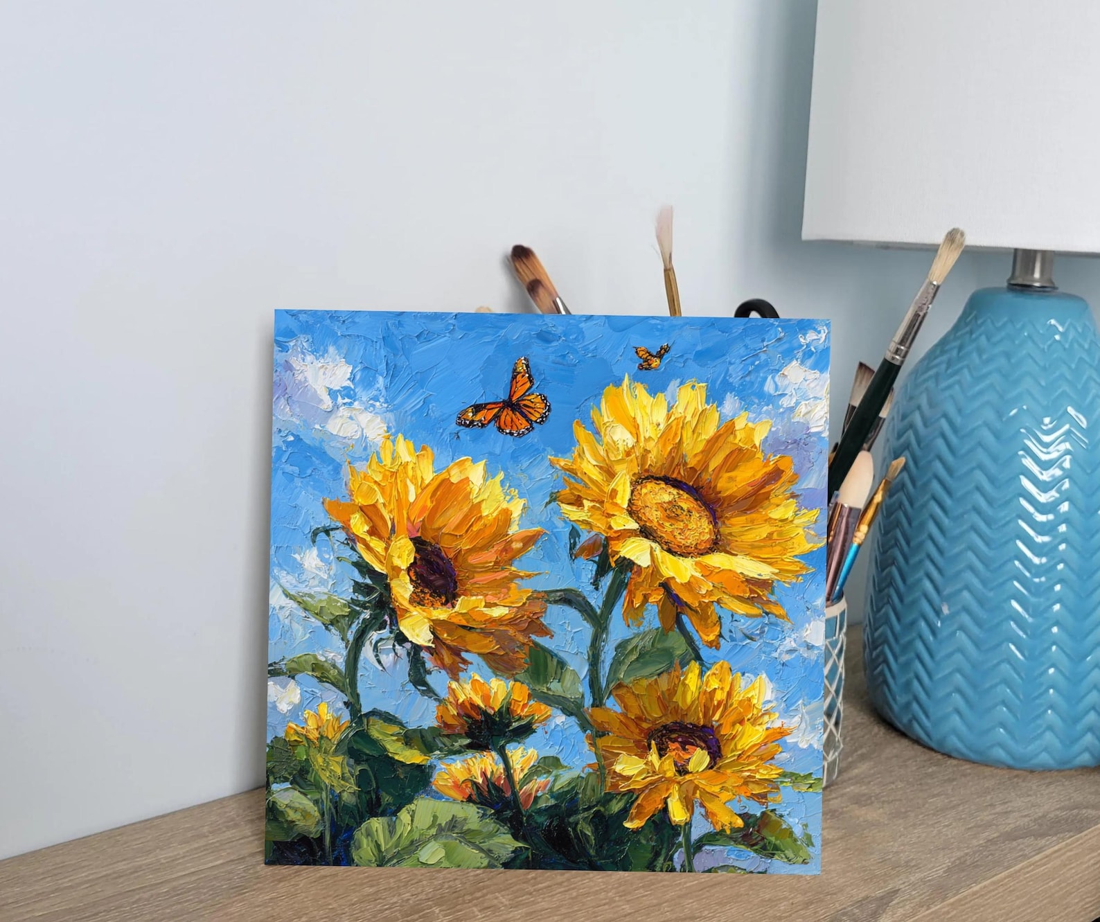 Original Sunflower Small Oil Painting: Textured Floral Impasto Art - Etsy