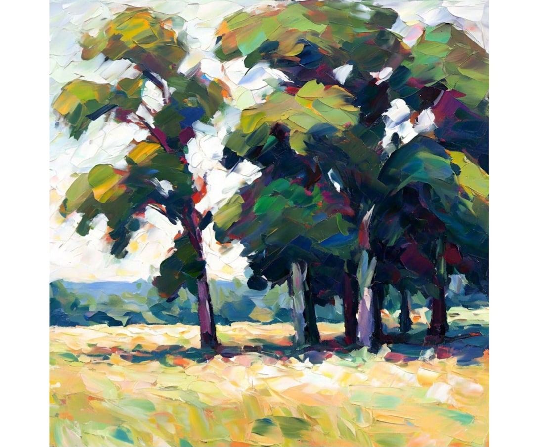 Abstract Forest Canopy Oil Painting or Canvas Impressionist Sunlit ...