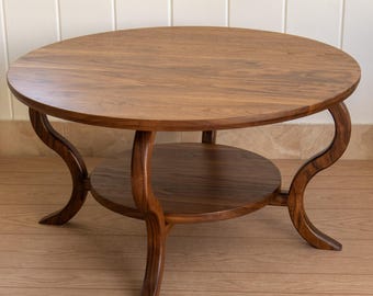 Custom Curved Leg Walnut Coffee Table