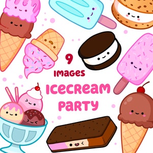 Icecream Clipart - Graphics Set Variety Clipart - Popsicle - Sundae - Dessert Party - Instant Download - Scrapbook