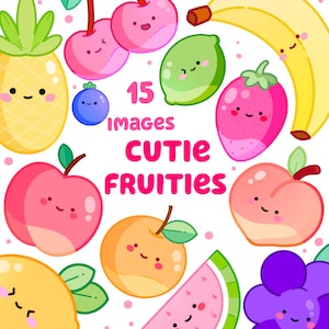 Kawaii Fruit Clipart - Fruit Variety Clipart - Instant Download