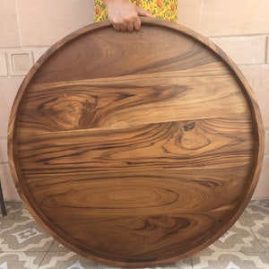 Ottoman Tray, Large, Farmhouse tray, Wooden tray, Breakfast tray, Kitchen tray, Serving Tray, Wood Tray, Wedding decor, round Ottoman tray