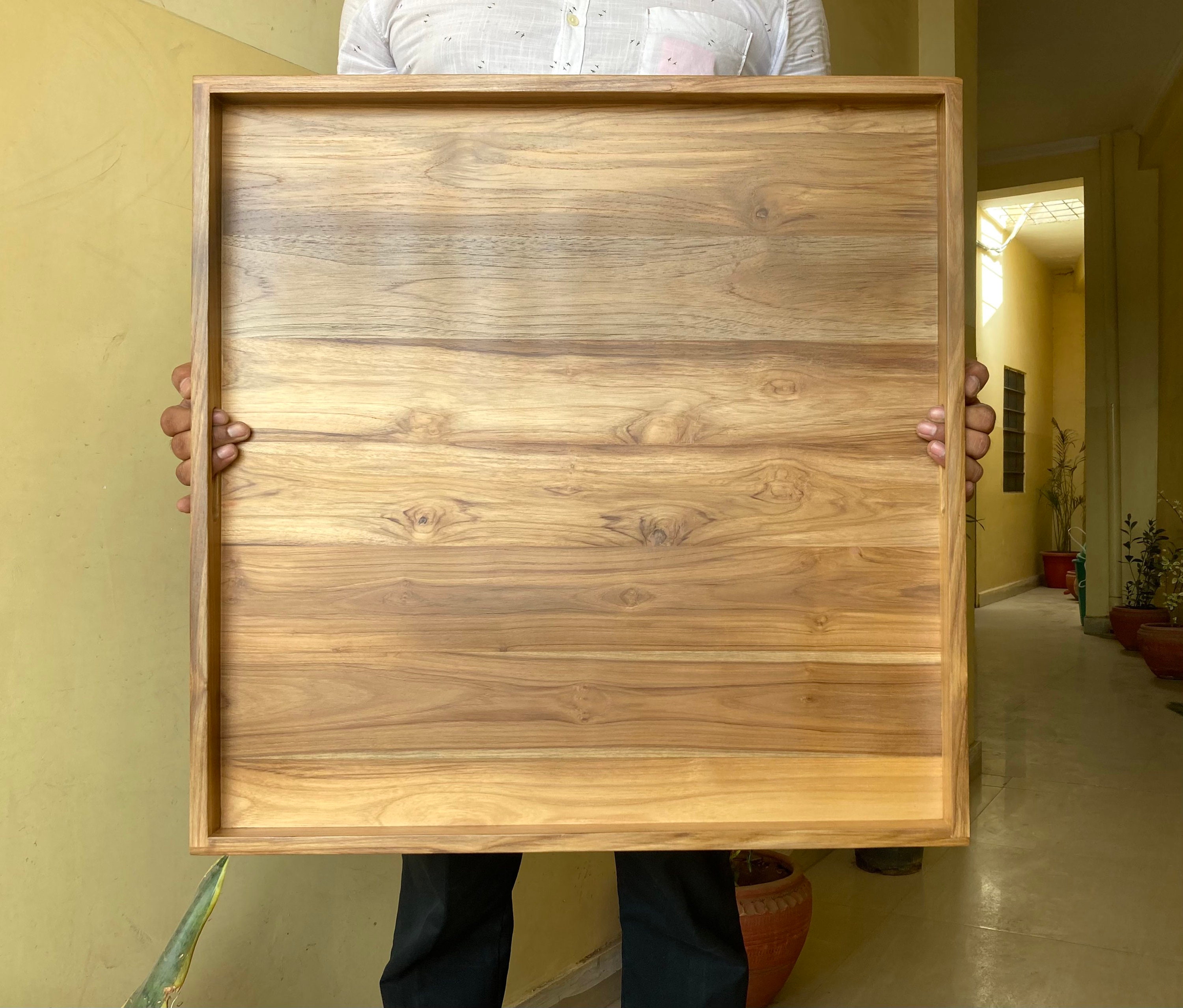 Unfinished Wood Serving Platter,anniversary Gift,wood Tray,large Wood Tray  14.5x11x1.5inch 37x28x5 Cm 