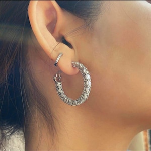 Sterling Silver CZ Hoops | Luxe Faux Diamond Earrings | Modern Statement Jewelry