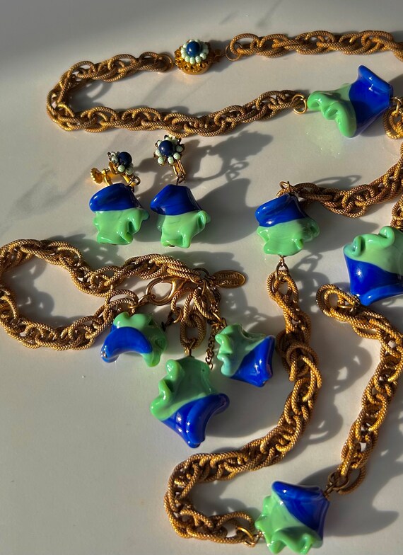 MIRIAM HASKELL SIGNED Rare Set Cobalt Blue Glass … - image 7