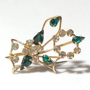 VINTAGE STAR ART 12K Gold Filled Emerald Green Crystal and Diamante