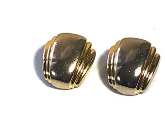 VTG PAOLO GUCCI Couture Clip On Gold Tone Earrings Signed