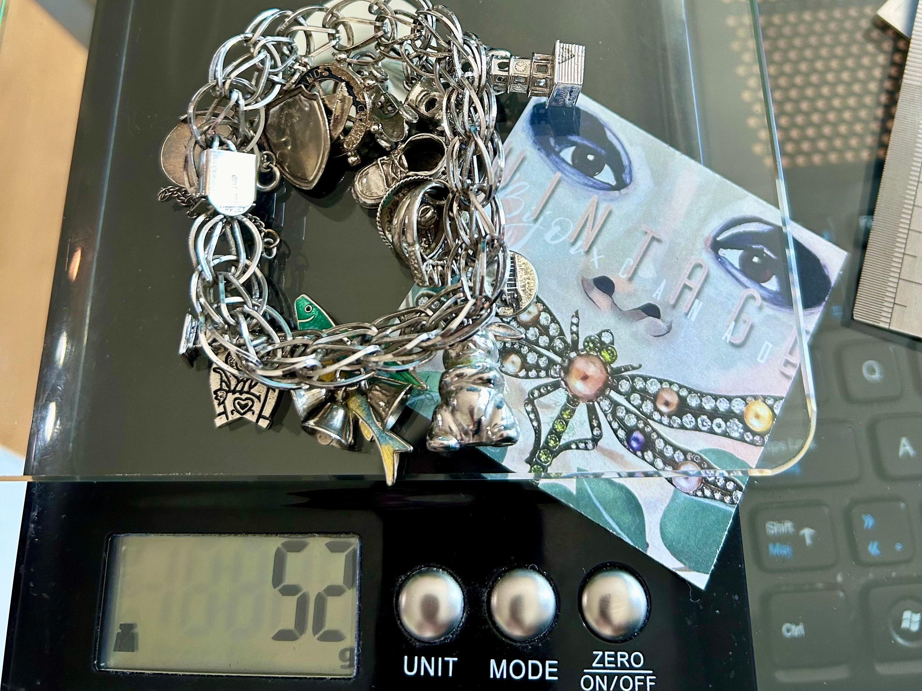 VTG スターリング シルバー チャーム ブレスレット 52 グラム