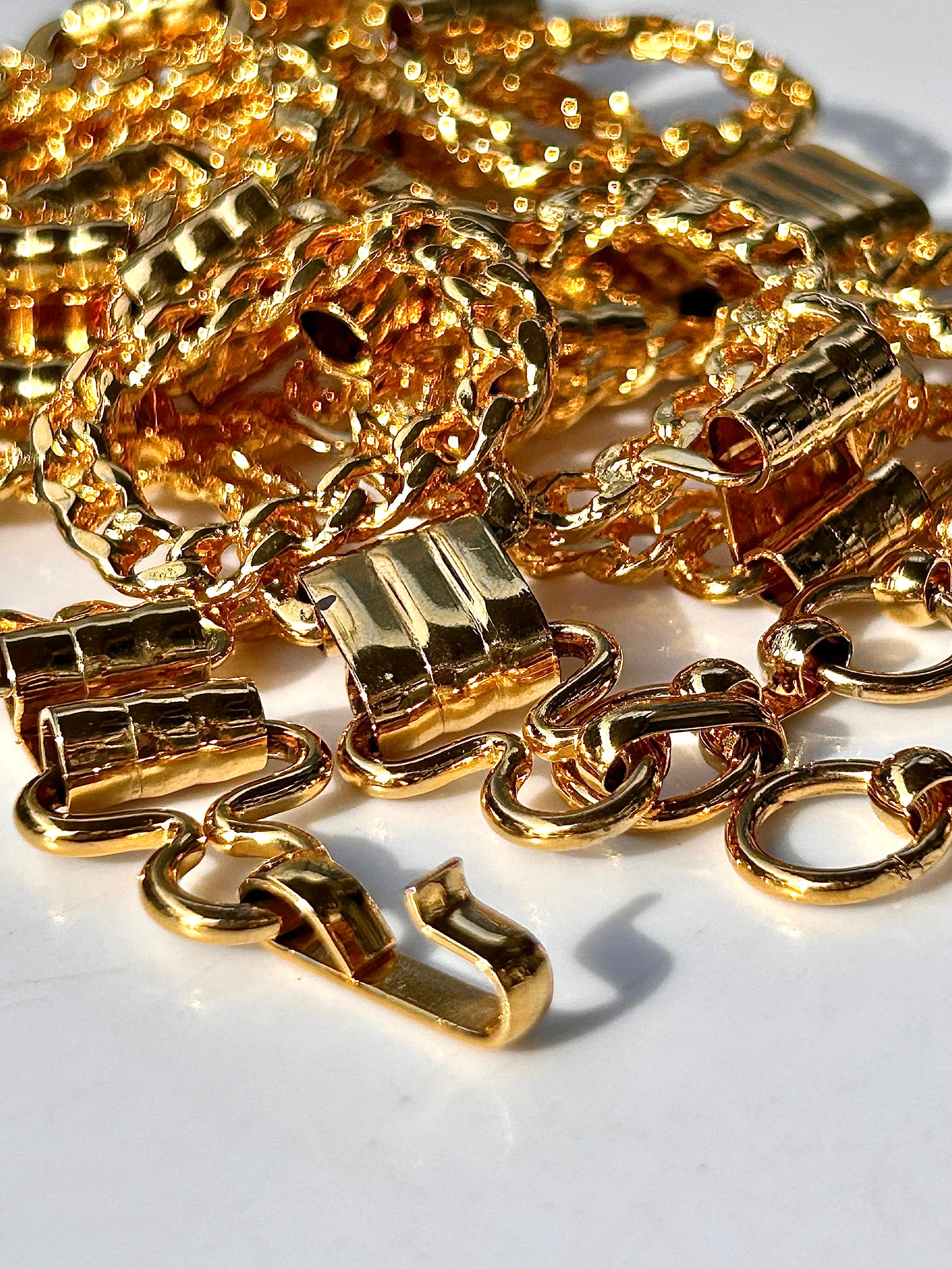 BELT MADE ITALY Gold Metal Circular Chain Links •signed•logo 