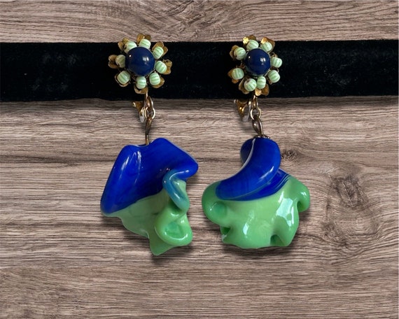 MIRIAM HASKELL SIGNED Rare Set Cobalt Blue Glass … - image 8