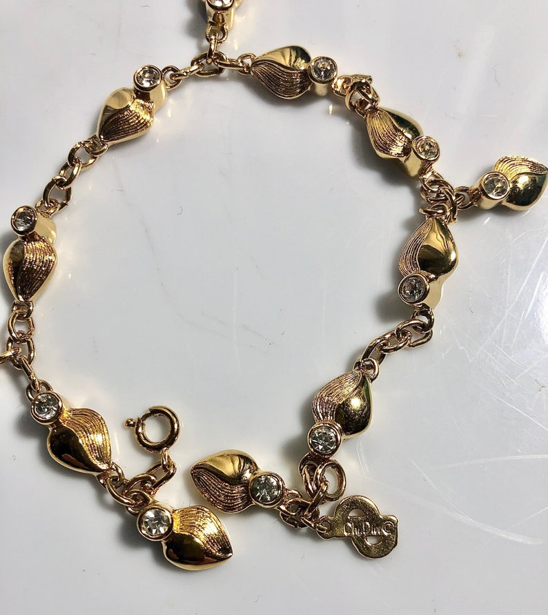 Rare CHRISTIAN DIOR VTG Gold plated Bracelet Signed Made Germany 1970s image 3