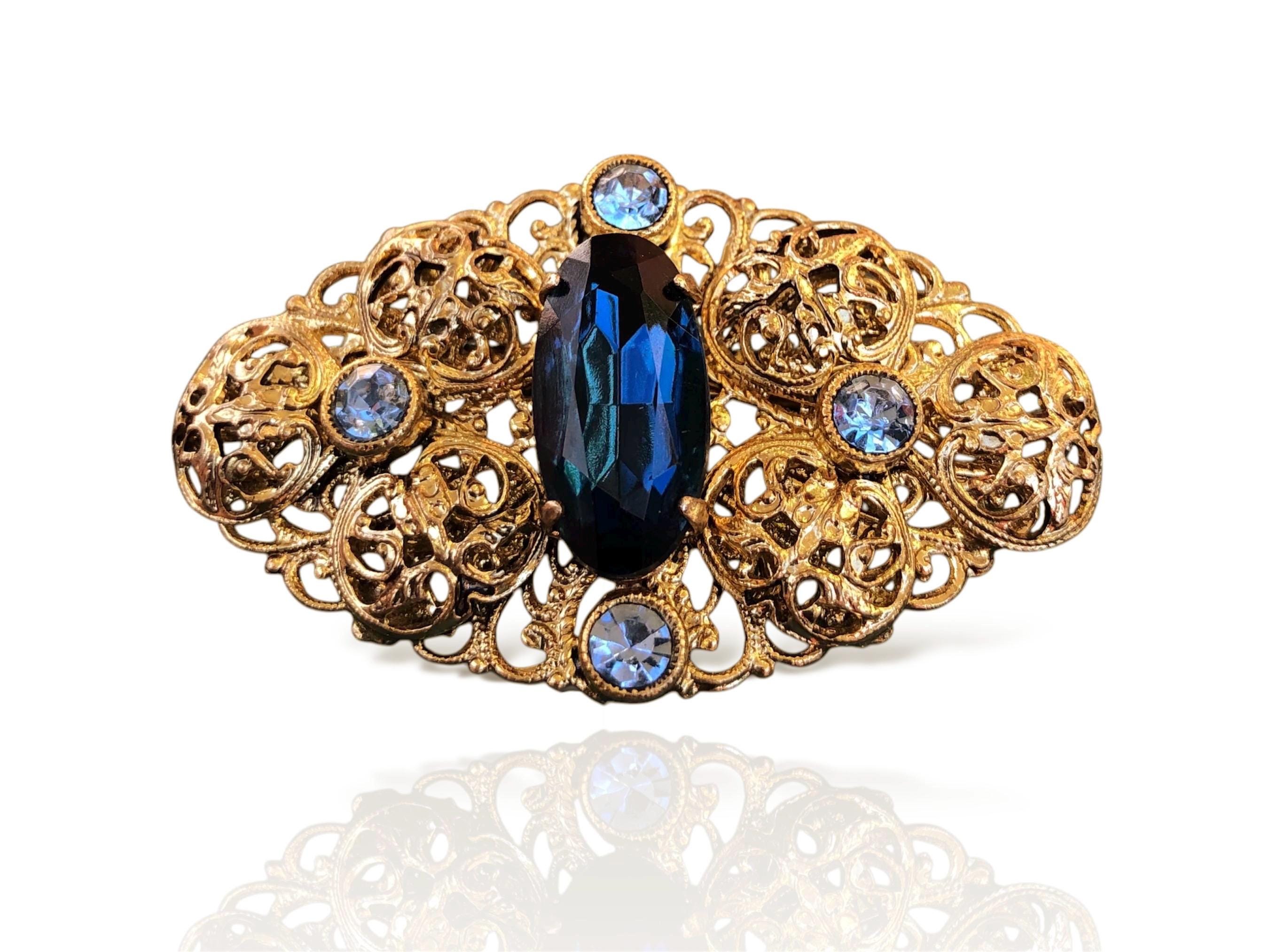 Broche Vintage En Cristal De Bohème - Années 60/70, Bijou Ancien D'Occasion, Origine France
