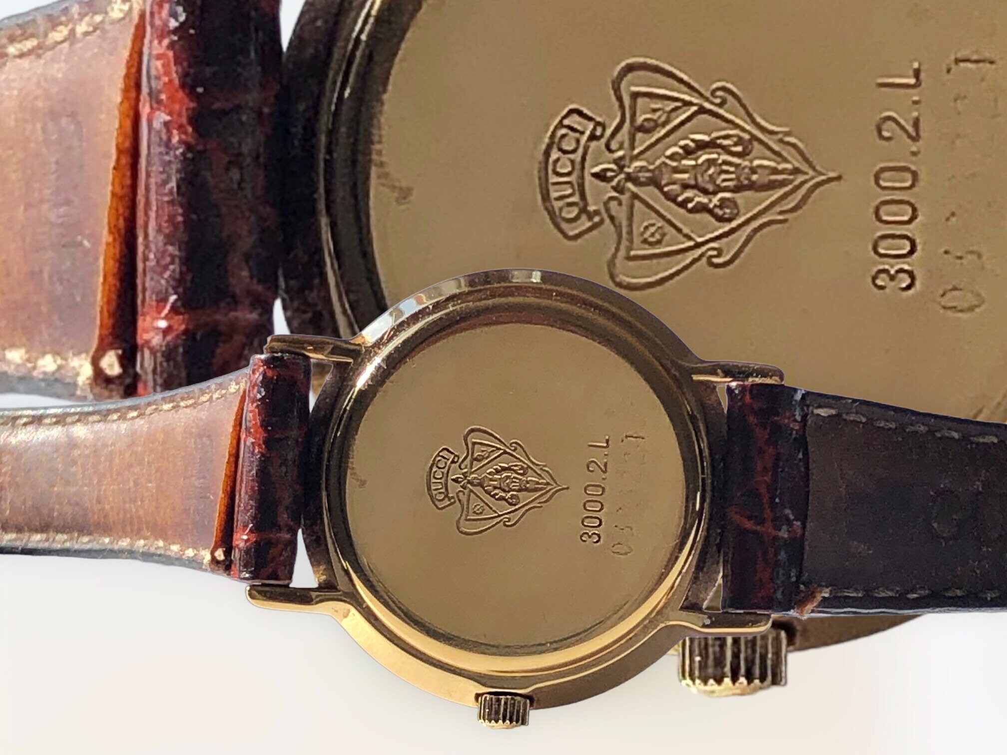 AUTHENTIC GUCCI G 3000.2.L Gold Plated / Sherry Line AUTHENTIC GUCCI G 3000.2.L Gold Plated / Sherry Line