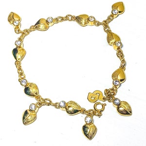 Raro CHRISTIAN DIOR VTG Pulsera chapada en oro firmada Made Germany 1970s