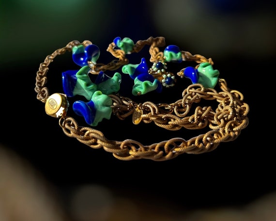 MIRIAM HASKELL SIGNED Rare Set Cobalt Blue Glass … - image 4