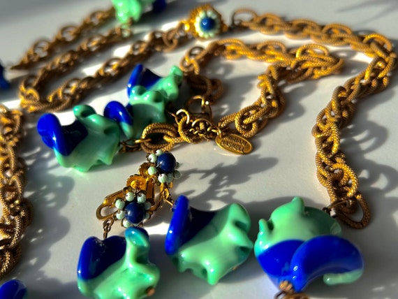 MIRIAM HASKELL SIGNED Rare Set Cobalt Blue Glass … - image 6