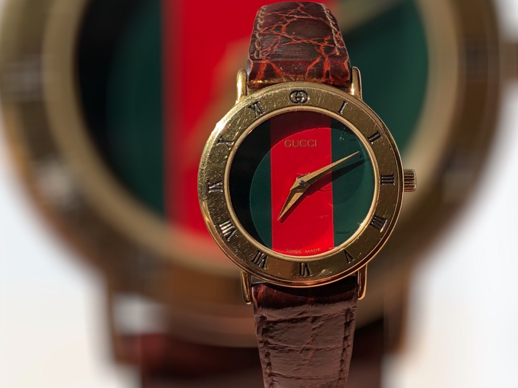 AUTHENTIC GUCCI G 3000.2.L Gold Plated / Sherry Line AUTHENTIC GUCCI G 3000.2.L Gold Plated / Sherry Line