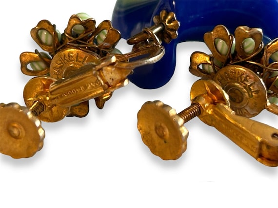 MIRIAM HASKELL SIGNED Rare Set Cobalt Blue Glass … - image 10