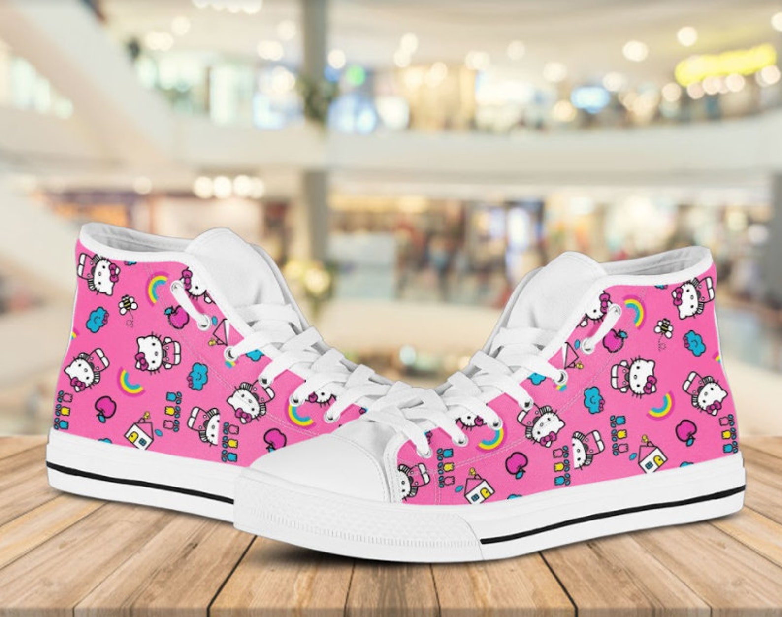 Hello Kitty Hight Top Canvas Shoes Hello Kitty High Top Shoes Etsy