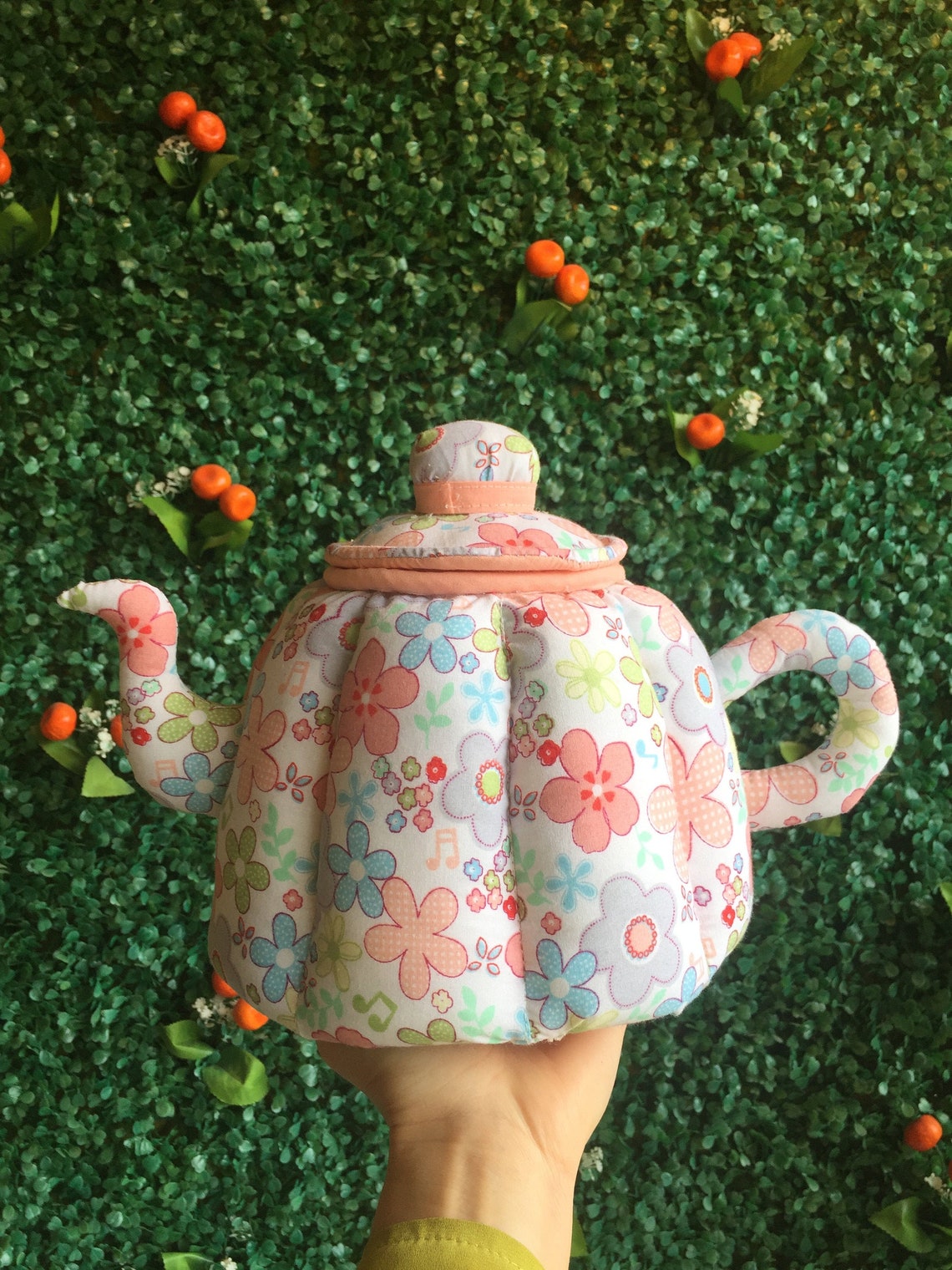 Floral Patterned Handmade Fabric Teapot Etsy