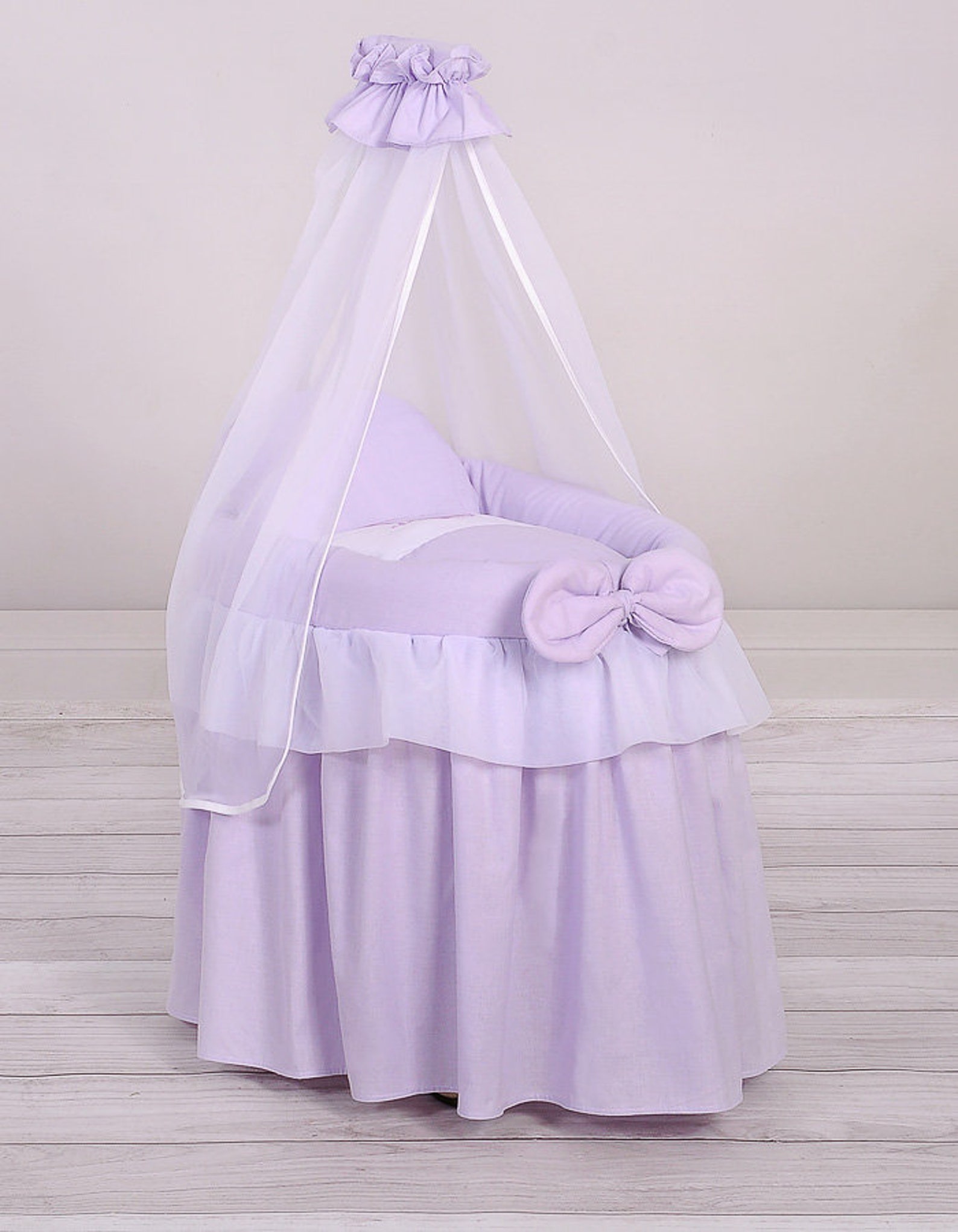 Luxury VIOLET Wicker Crib Dolls with Drape and Bedding Wicker Etsy