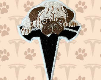 Limited Edition Pug Tesla Lover Custom Handmade EVPUG Logo Embroidered Patch