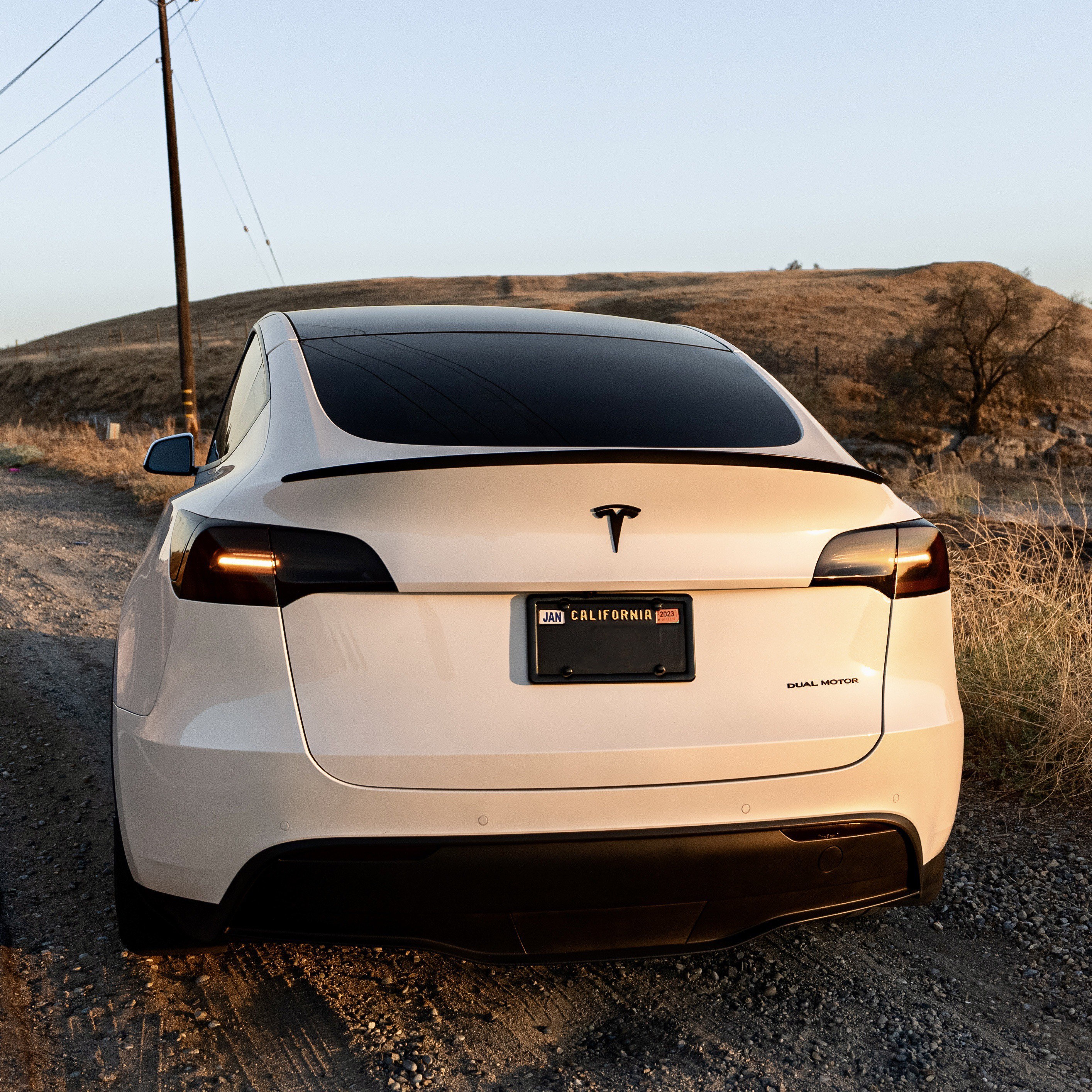 4PCS Matte Black Tesla Logo Caps Dual Motor Badge BUNDLE ABS