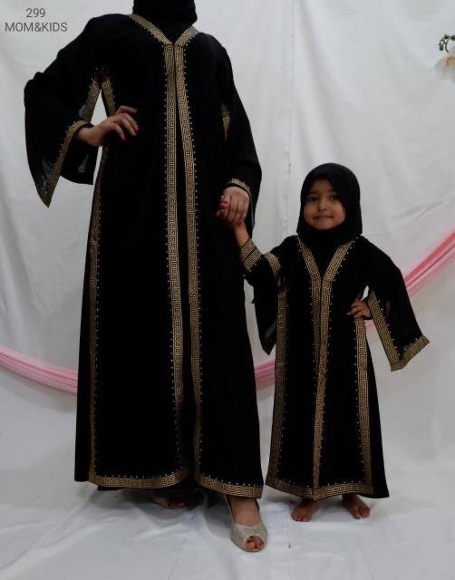 Modest Muslim Embroidery Abaya Maxi Dress For Mom and Daughter | Etsy
