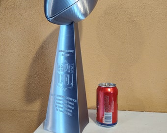 Extra Large 18&quot; Fantasy Football Champion Customizable Vince Lombardi Super Bowl Trophy Replica - - Brushed/Shiny Silver Plastic -3D Printed