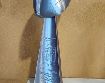 Life-Sized 22" Vince Lombardi Trophy Replica - Choose I(1) through LVIII(58) - Brushed/Shiny Silver -3D Printed NFL Championship