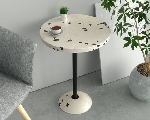 Black terrazzo side table deals