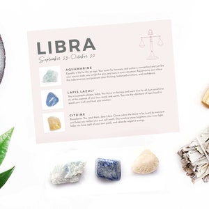 LIBRA Zodiac Crystal Kit - Gemstones | Aquamarine, Lapis Lazuli, Citrine