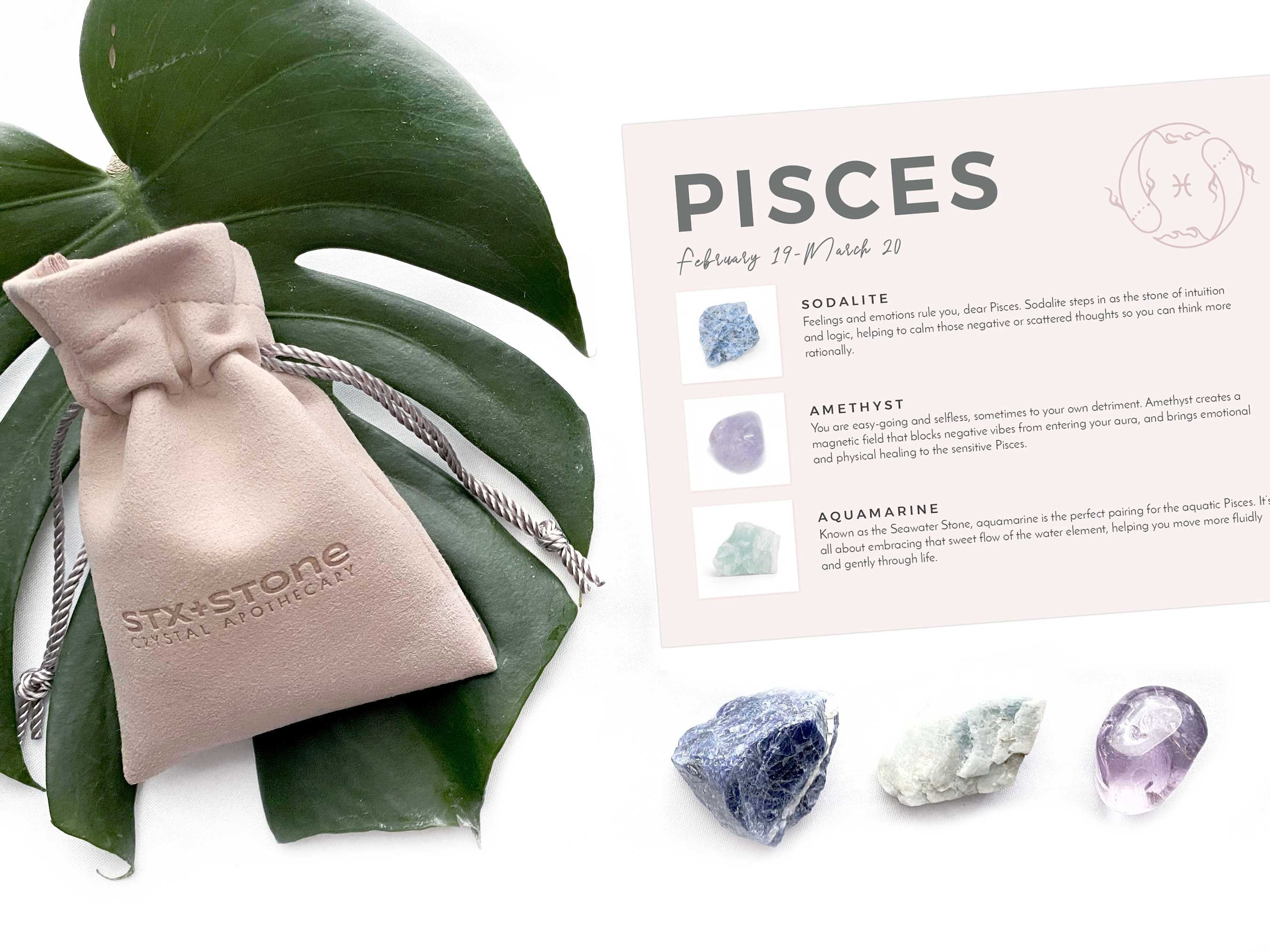 Tierkreis-Kerze Fische Mit Gardenie-Duft & Kristallen - Spirituelle Kerze