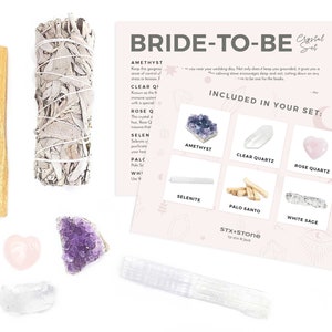 BRIDAL Crystal Kit - Amethyst, Selenite, Rose Quartz, Clear Quartz, Palo Santo, White Sage - Unique Bridal Shower Gift, Bachelorette Gift